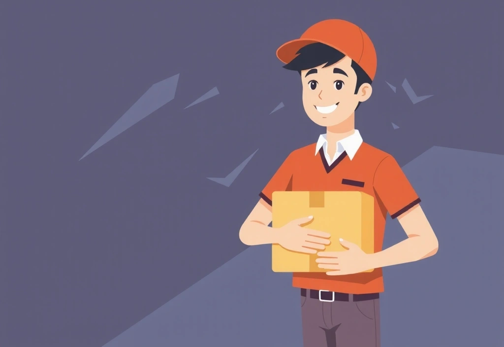 Corriere che consegna un pacco con velocità e efficienza